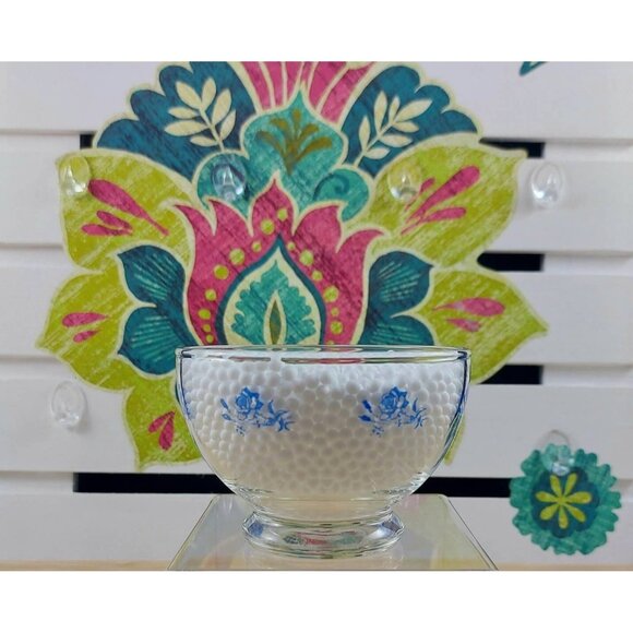 Dominion Glass Blue Rose Dessert Bowls/Vintage Dominion Glass Berries Bowls - Picture 2 of 8